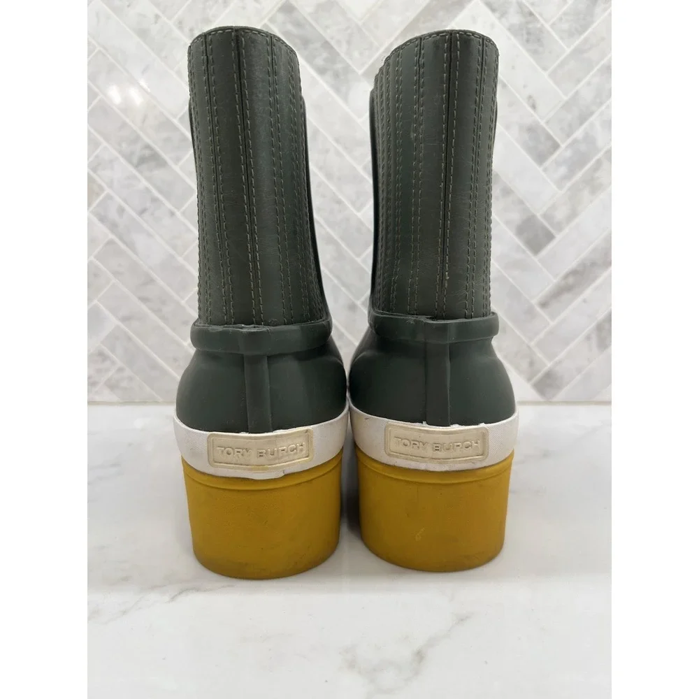TORY BURCH Rubber Lug Sole Ankle Rain Boots Women's Size‎ 6 Green 12708-121